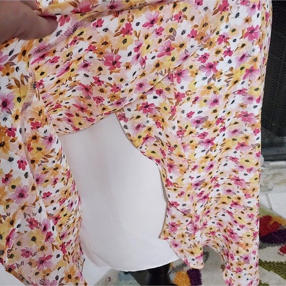 City Chic delicate mock wrap dress pink pansy ditsy print plus‎ size 16W new!! - Picture 9 of 12